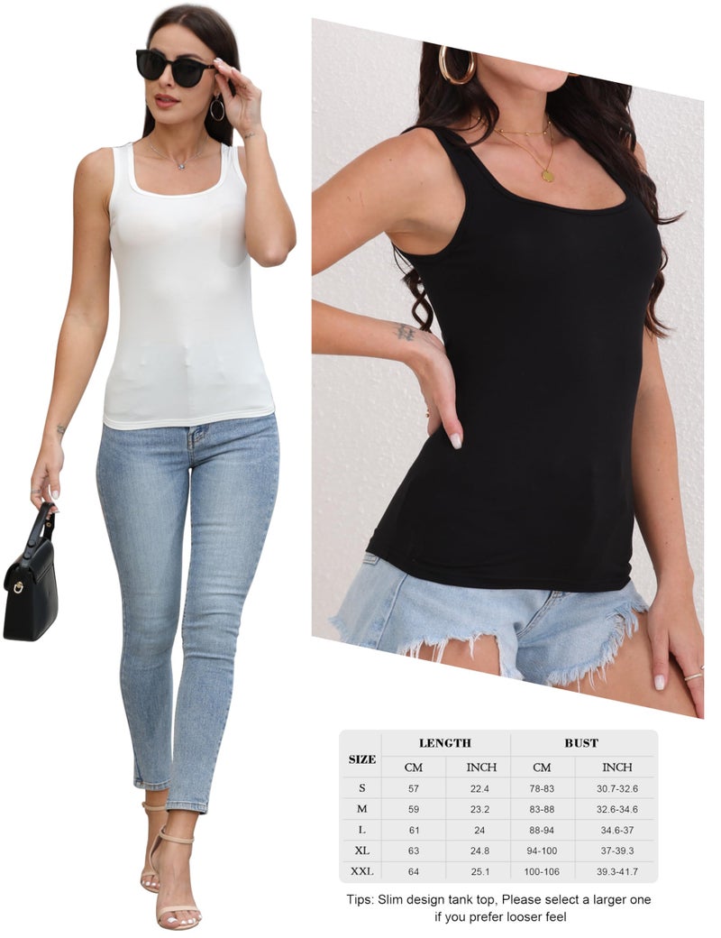 BQTQ 5 Pack Square Neck Tank Tops for Women Sleeveless Ladies Tank Tops with Square Neck Womens Undershirt Tank Tops, S - Image 5
