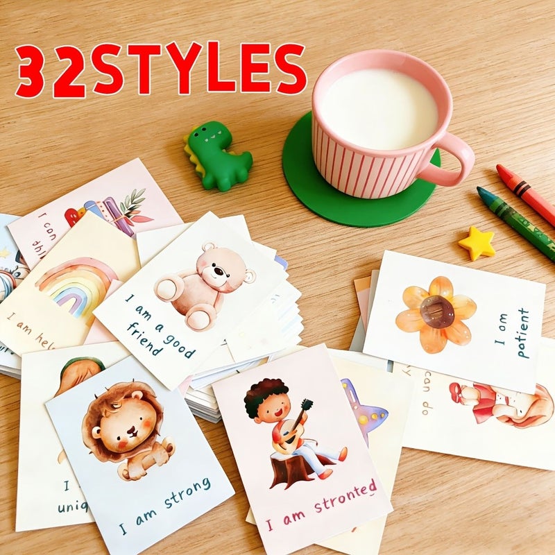 32pcs Inspirational Encouragement Cards Positive Designs Blank Back Writing High Quality Thick Cardstock - Image 1