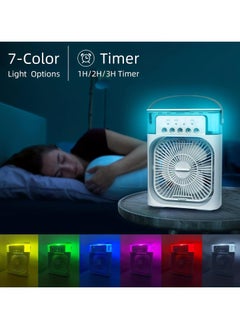 DubaiGallery Portable Air Conditioner Fan,900ML Personal Air Conditioner with Ice Tray,5in1 Timming Evaporative Air Cooler,Cooling Fan with 7 Colors Light, 5 Sprays,3 Speeds,Ac Fan for Small Room,Office,Car,Camp  - Image 4