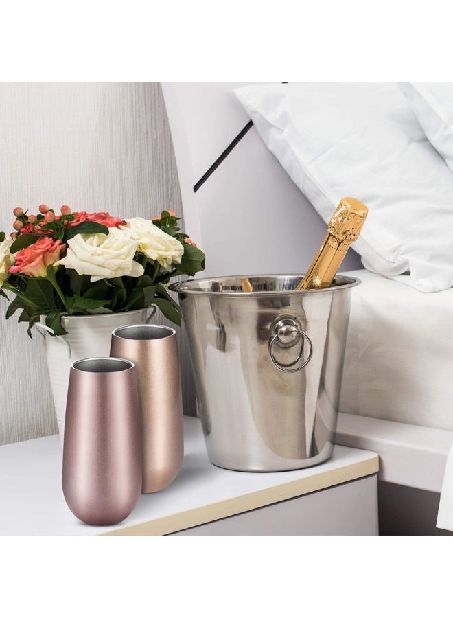 Maxdot 6 Pieces Stemless Champagne Flutes Double-insulated Champagne Tumbler with Lips, 6 OZ Stainless Steel Unbreakable Cocktail Cups for Coffee Wine Glass Tumbler (Rose Gold, Champagne, Silver) - Image 4