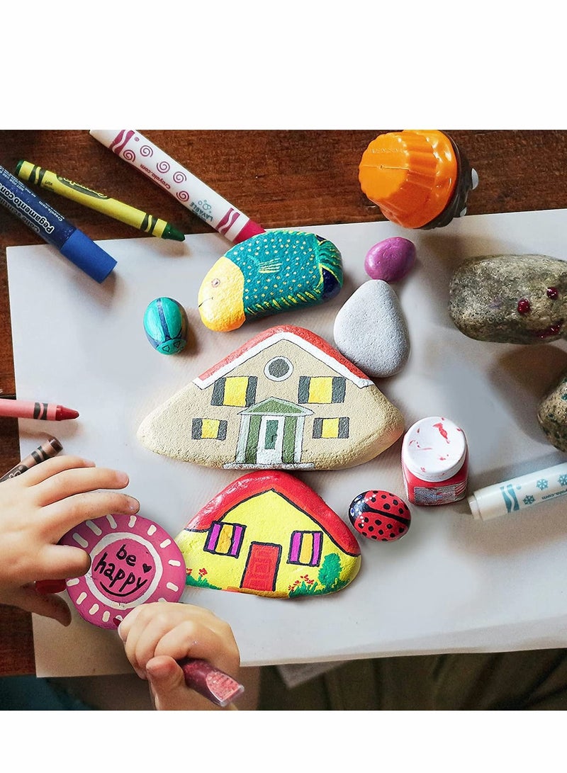 Excefore صخور للطلاء، حفلة حرفة اللطف، مجموعة حرفيات سطح ناعم طبيعي إمدادات طلاء الصخور للأطفال الرسامين (10 قطع) - Image 5