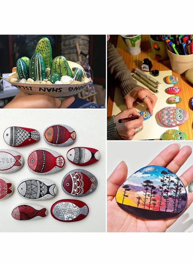 Excefore صخور للطلاء، حفلة حرفة اللطف، مجموعة حرفيات سطح ناعم طبيعي إمدادات طلاء الصخور للأطفال الرسامين (10 قطع) - Image 3