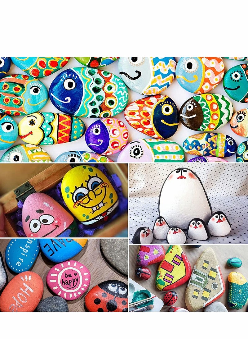 Excefore صخور للطلاء، حفلة حرفة اللطف، مجموعة حرفيات سطح ناعم طبيعي إمدادات طلاء الصخور للأطفال الرسامين (10 قطع) - Image 4