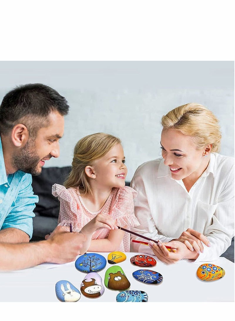 Excefore صخور للطلاء، حفلة حرفة اللطف، مجموعة حرفيات سطح ناعم طبيعي إمدادات طلاء الصخور للأطفال الرسامين (10 قطع) - Image 2