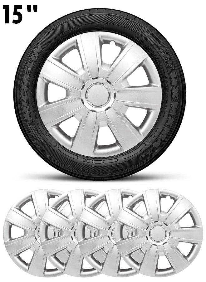 Generic 15 inch Car Wheel Cover 15 inch Hubcaps 4 Pcs Set Tires Automotive Hub Wheel Cap ABS Material Wheel Cap  - Image 1