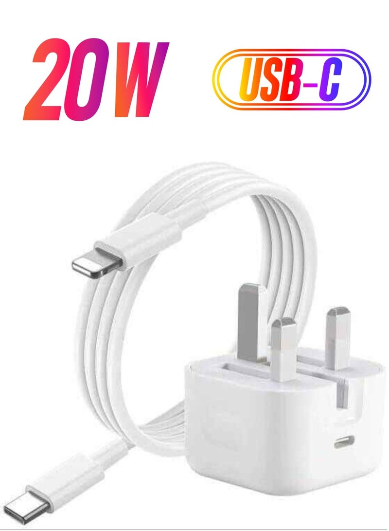 PD 20W USB C Fast Charger Plug and USB C Fast Charge Cable 1M [Apple MFi - Image 1