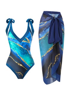 2pcs one piece swimsuit lace up swimsuit maxi skirt swimsuit set