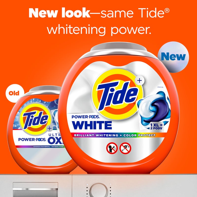 Tide Power PODS White Laundry Detergent Pacs, 45 Count, Brilliant Whitening + Color Protect - Image 2