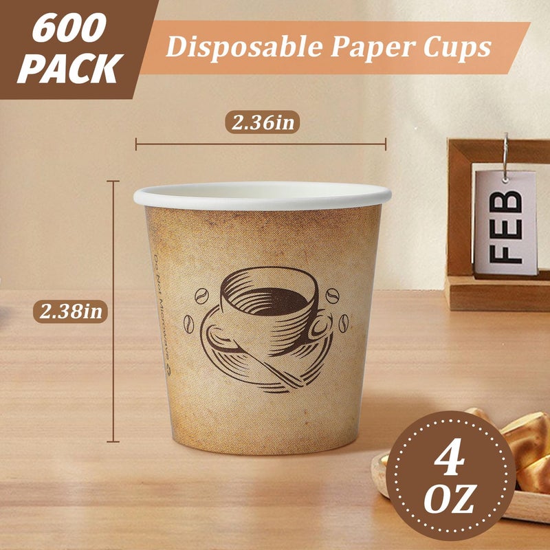 Clawsoff 600 Pack 4 oz Small Coffee Cups, Disposable Paper Espresso Cups for Hot/Cold Drinks, Office, Home, Shop, Event - Image 2