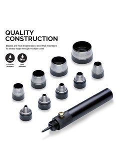 Neiko 02614A Interchangeable Large Hollow Hole Punch Tool Set 10 Piece Gasket Maker Heavy Duty Gasket Punch Set Includes Hole Puncher Tool Carrying Case Leather Punch Set Black  - Image 2