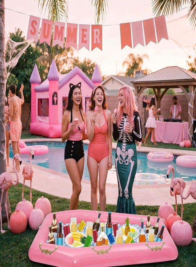 Aoriher 52 Inch Pink Inflatable Coffin Cooler Fake Coffin Floatie Drink Ice Chest Buffet Bucket Beverage Cooler for Summer Halloween Pool Picnic Barbecue Supplies Birthday Party Decoration - Image 5
