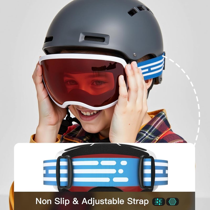 LOEO Kids Ski Goggle, Snow Ski Goggles for Kids Youth Teens Boys and Girls from 5-14 - Image 2