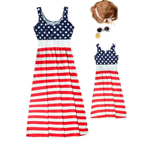 Askwind Mommy and Me Family Outfits, Stripe Stitching Dress,Summer Matching Maxi Dress with Pocket for Mother's Day (Red, MOM -M) - Image 4