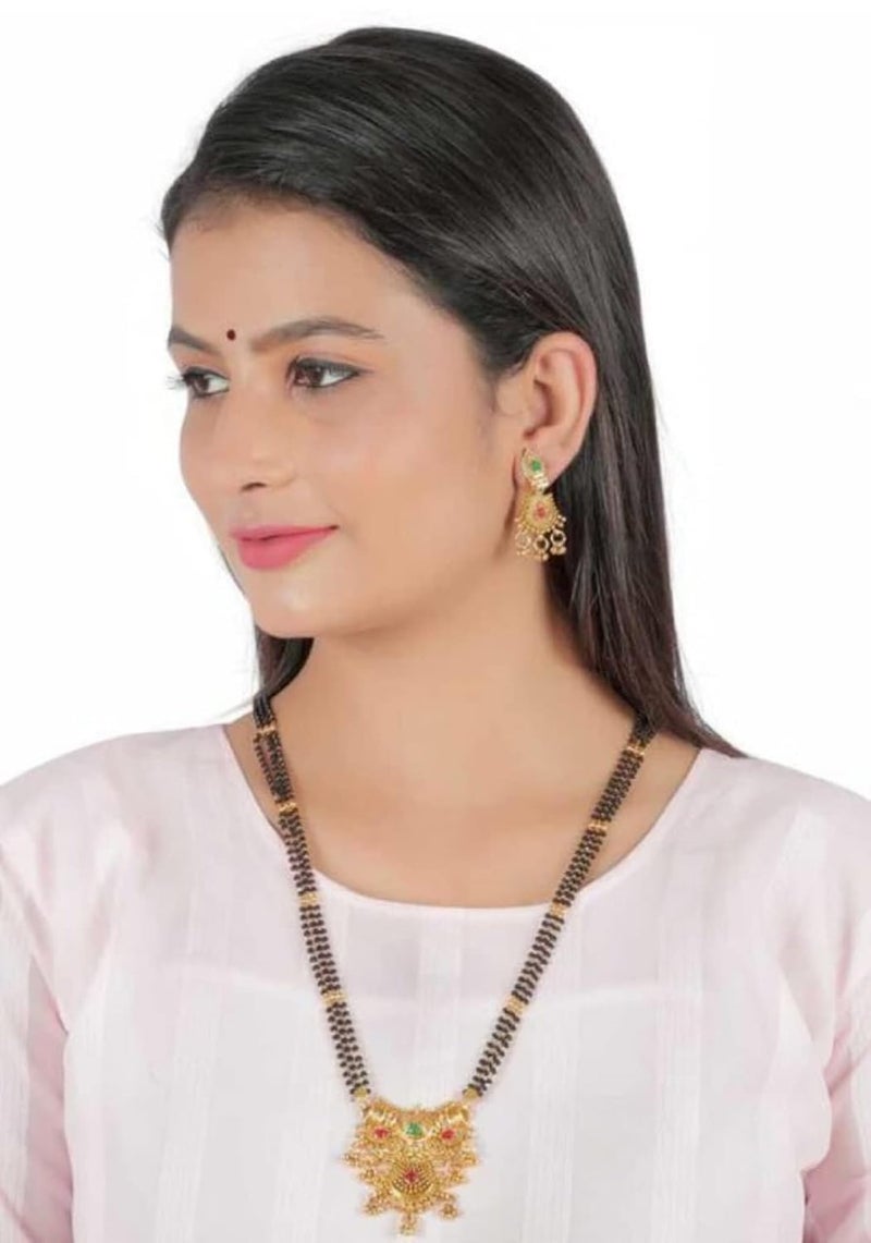 PROTE Traditional Black Beads Long One Gram Gold, Copper & Alloy Multi Mangalsutra Tanmaniya Vati Nallapussalu for Women (Multi Colour) - Image 5