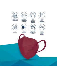MUSK N95 Mask Claret Red Color 10 Pieces  - Image 5