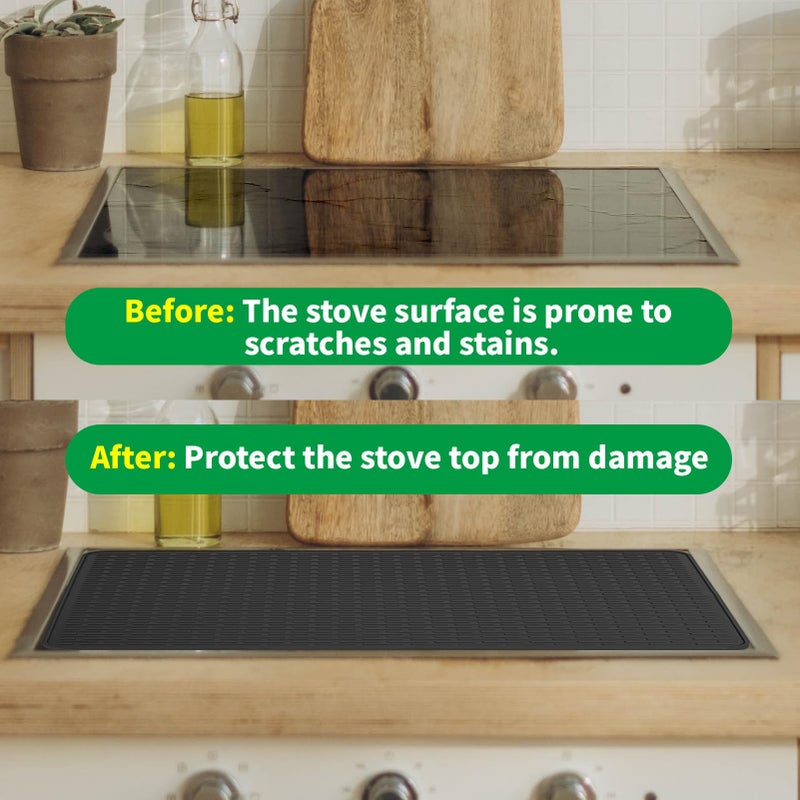 LONGKING 30" x 21" Stove Top Cover for Electric Stove - Silicone Stove Mat for Glass Top Stove, Glass Cooktop Protector, Dish Drying Mats For Kitchen, Range Covers for Electric Stove, Black - Image 4