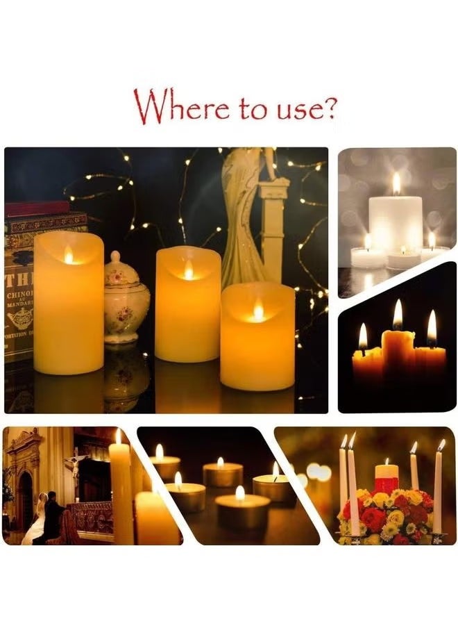 TIGER 3-Piece LED Real Wax Battery Flameless Candle Set – Realistic Flickering Effect, White Color – Safe, Long-Lasting, No Flame or Smoke, Ideal for Home Décor, Events, Parties, Weddings, and Relaxation – Remote Control Included for Easy Operation  - Image 2