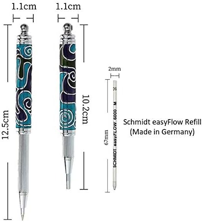 ARTEX Stylish Ball Pen with Necklace Telescope Pen Colorful Graphic by Hand Gift for her Mini Pen Executive Officer Metal Germany Schmidt Refill Gift Box Free Engraving Blue - Image 5