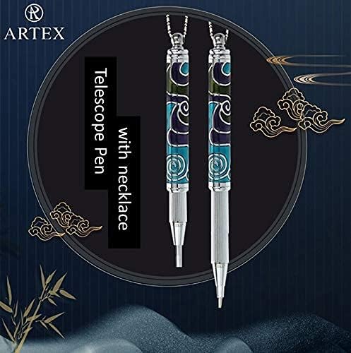 ARTEX Stylish Ball Pen with Necklace Telescope Pen Colorful Graphic by Hand Gift for her Mini Pen Executive Officer Metal Germany Schmidt Refill Gift Box Free Engraving Blue - Image 2