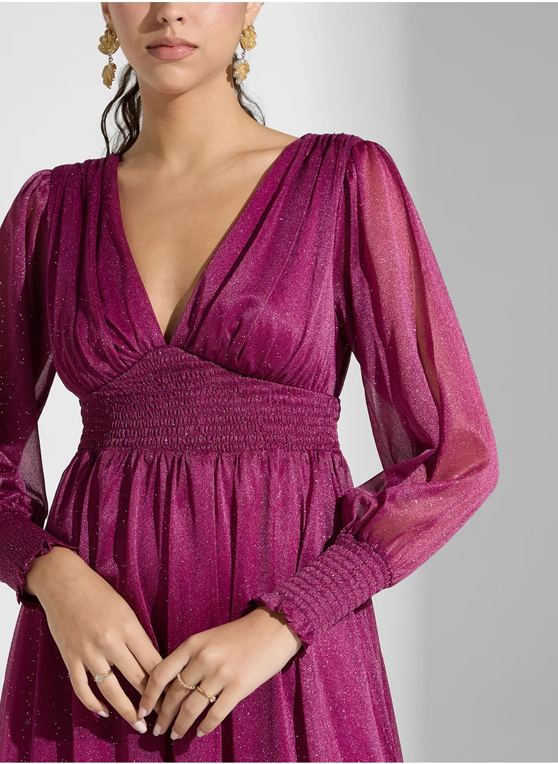 خزانة Shimmer Dress With Ruched Detail