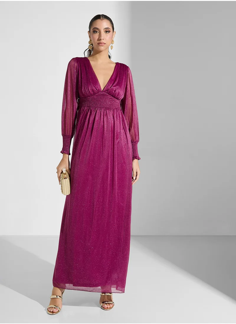 خزانة Shimmer Dress With Ruched Detail