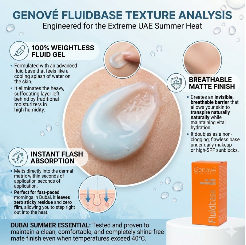 Genove Genové Fluidbase Oil-Free Moisturizer (50ml) for Oily & Acne-Prone Skin | Lightweight Mattifying Face Cream & Non-Comedogenic Daily Hydration - Image 3