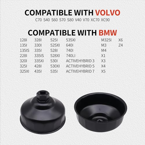 OXCANO 86.4mm 16 Flutes Oil Filter Wrench Compatible with BMW with 86mm Cartridge Style Filter Housing Caps, Oil Filter Housing Cap Removal Tool To Change Oil, Oil Filter Socket Wrench Kit - Image 5