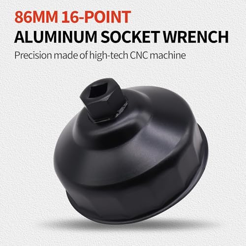 OXCANO 86.4mm 16 Flutes Oil Filter Wrench Compatible with BMW with 86mm Cartridge Style Filter Housing Caps, Oil Filter Housing Cap Removal Tool To Change Oil, Oil Filter Socket Wrench Kit - Image 4