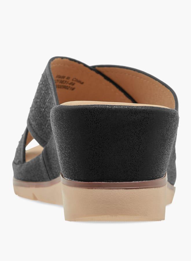 لو كونفورت صنادل نسائية بنعل ويدج بنقوش زهور ملمس - Image 5