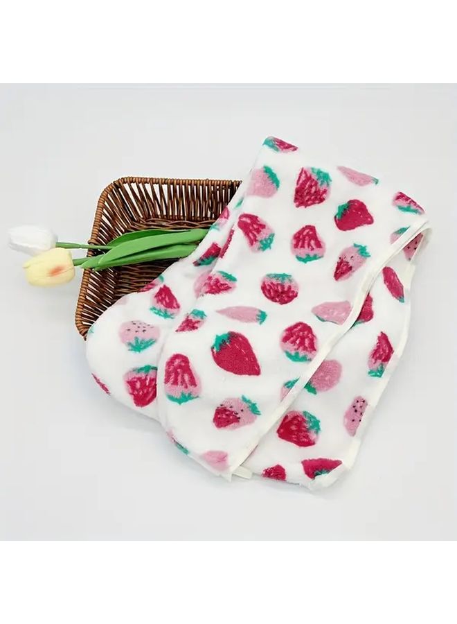 Strawberry Pattern Ultra Absorbent Hair Drying Cap For Women Quick Dry Soft Coral Fleece Thickened - Image 5