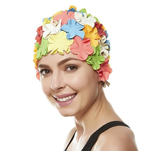 Beemo Floral Petal Ladies Bathing Swim Cap - Multi Color - Image 4