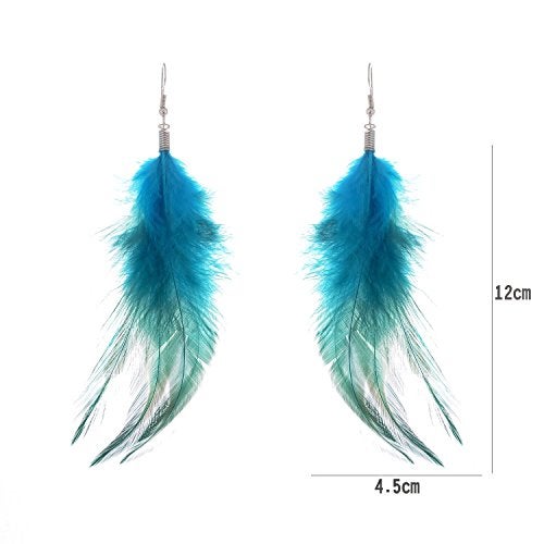 Lureme Bohemian Style Feathers with Small Feather Tassel Dangle Earrings for Women(02004736) (Rose) - Image 3