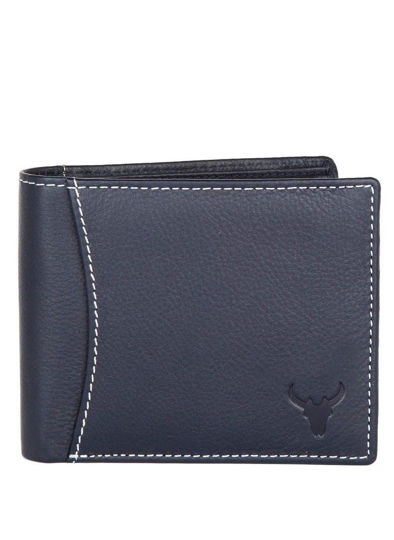 Napa Hide - Blue Leather Wallet for Men I 6 Credit/Debit Card Slots I 2 Currency Compartments I 1 ID Window I 2 Secret Compartments I 1 Coin & Zip Pocket - Image 1