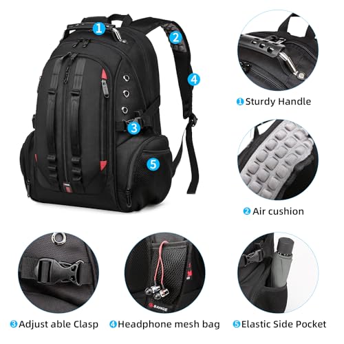 BANGE Backpack with USB Charging Port (1901_Black) - Image 3