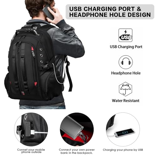 BANGE Backpack with USB Charging Port (1901_Black) - Image 4