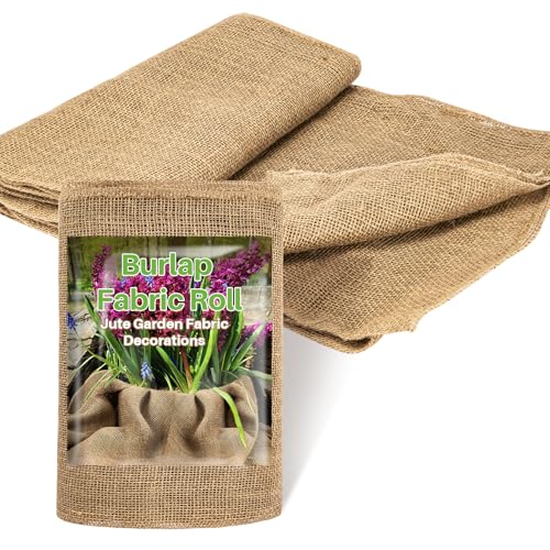 RAINFLOW Burlap Fabric Roll - Natural Gardening Burlap Roll 13 Feet x 19.7" Multipurpose Jute Fabric for Boho Wedding Decor Outdoor Weed Barrier Tree Trunk Wrap Farmhouse Table Decor for Crafts - Image 1