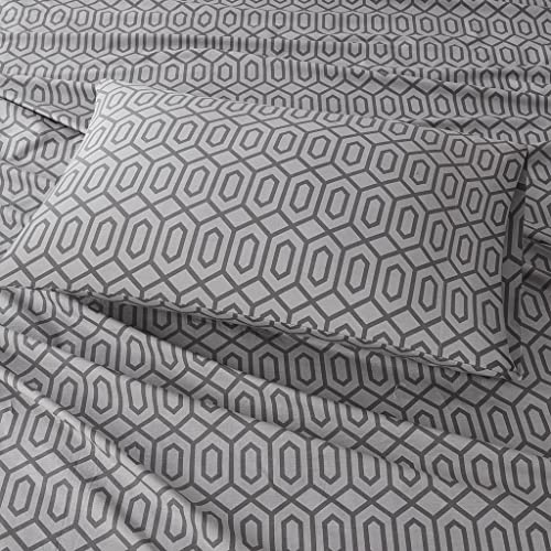 Comfort Spaces 100% Cotton Sheet Set Breathable, Lightweight, Soft with 14" Elastic Pocket Fits up to 16" Mattress, All Season Cozy Bedding, Matching Pillow Case, Queen Diamond Sliver 4 Piece - Image 4