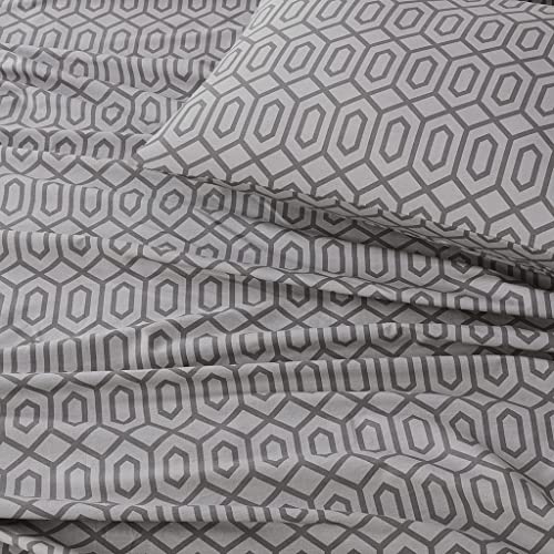 Comfort Spaces 100% Cotton Sheet Set Breathable, Lightweight, Soft with 14" Elastic Pocket Fits up to 16" Mattress, All Season Cozy Bedding, Matching Pillow Case, Queen Diamond Sliver 4 Piece - Image 3