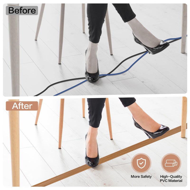 LSGCQ Floor Cord Cover Self Adhesive Cord Hider Floor Extension Cord Covers for Floor Power Cord Protector Cable Management Prevent Cable Trips Cable Cavity 0.32" W x 0.32" H (Light Brown Wood, 3.3Ft) - Image 5