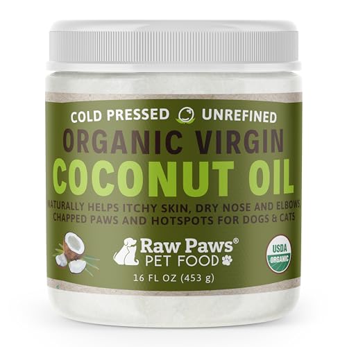 Raw Paws Virgin Organic Coconut Oil for Dogs & Cats, 16-oz - Treatment for Itchy Skin, Dry Nose, Paws - Hot Spot Lotion - Natural Hairball Remedy for Cats - Image 1