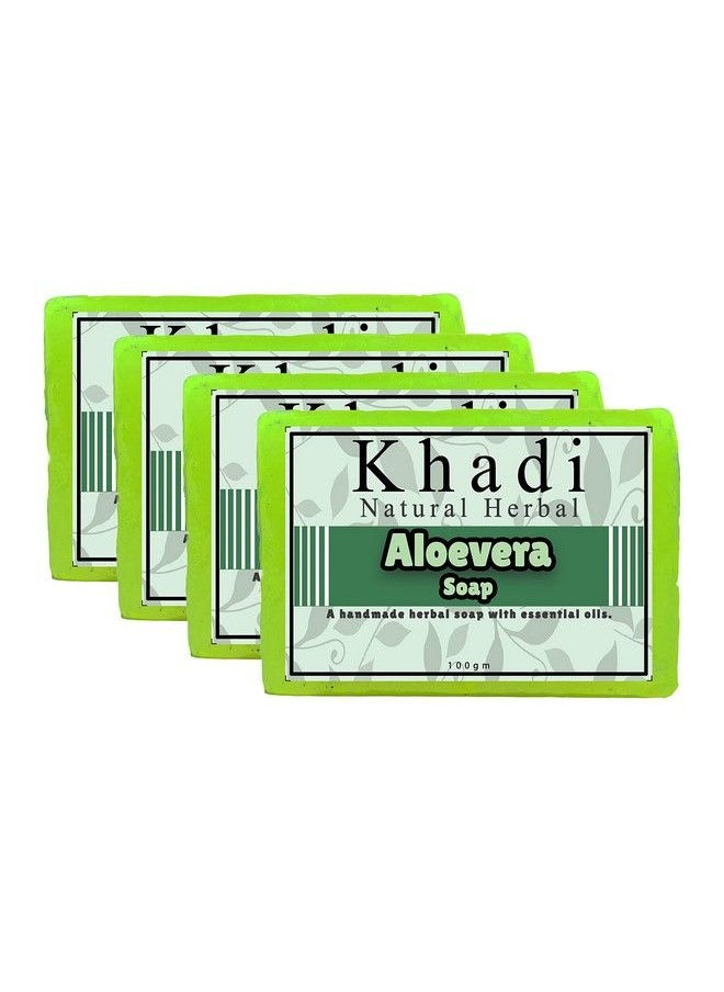 Khadi Natural Herbal Aloevera Soap 100Gm Pack Of 4 (Aloevera Soap)  - Image 1