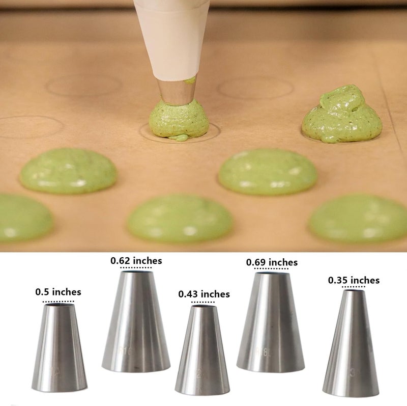 Hendiy 5 Pieces Large Round Piping Tip, Stainless Steel Piping Tips Professional Cake Decorating Tips Set, Frosting Tip Cake Icing Tools for Cupcakes Cakes Cookies - Image 4