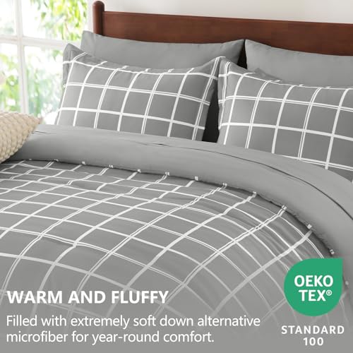 CozyLux King Size Comforter Set Sage Green - 7 Pieces Plaid Bed in a Bag Set, Soft Bed Set King Bedding Sets with All Season Quilted Comforter, Flat Sheet, Fitted Sheet, Pillowcases & Pillow Shams - Image 3