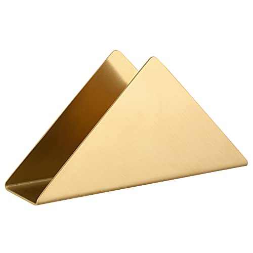 luvtree Gold Stainless Steel Napkin Holder, Modern Triangle Cocktail Napkin Dispenser Organizer for Kitchen Countertops, Dinner Tables, Picnic Tables - Image 1