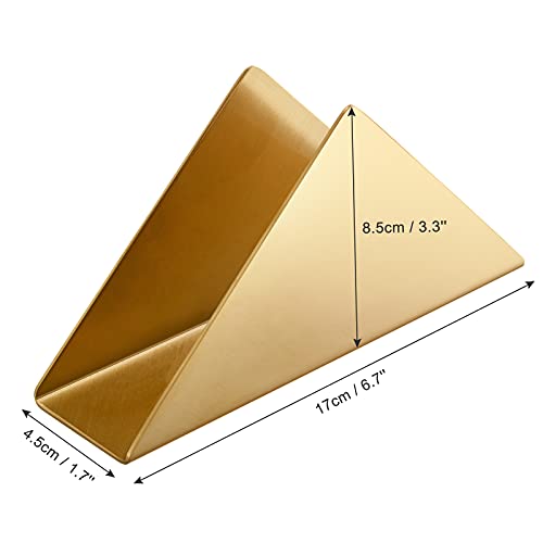 luvtree Gold Stainless Steel Napkin Holder, Modern Triangle Cocktail Napkin Dispenser Organizer for Kitchen Countertops, Dinner Tables, Picnic Tables - Image 2