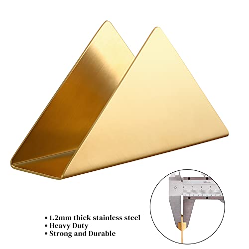luvtree Gold Stainless Steel Napkin Holder, Modern Triangle Cocktail Napkin Dispenser Organizer for Kitchen Countertops, Dinner Tables, Picnic Tables - Image 3