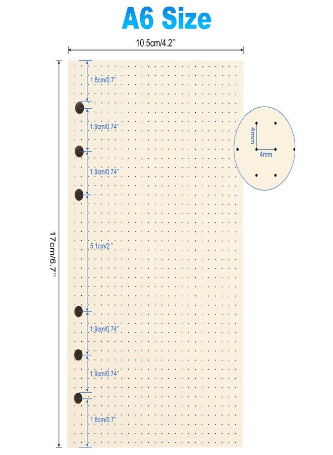 Tofun A6 Dot Grid Paper, 6 Hole Punched,A6 Dotted Refill Paper for Planner/Binders/Organizer, 6.7x4.2 Inch,80 Sheets,Beige,100GSM (1) - Image 2