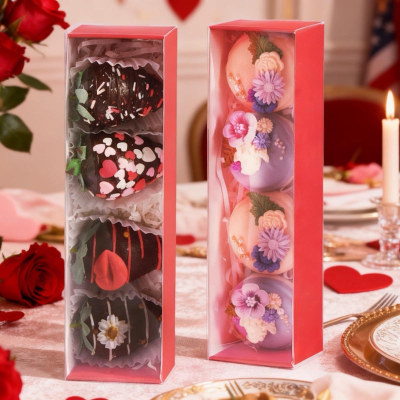 SLShePack 50Pcs 8x2.2x2 Inches Chocolate Covered Strawberry Boxes, Mcaron,Truffle,Chocolate Boxes Empty & Bakery Boxes for Cake,Strawberry,Dessert,Bonbon & Party Favors - Image 5