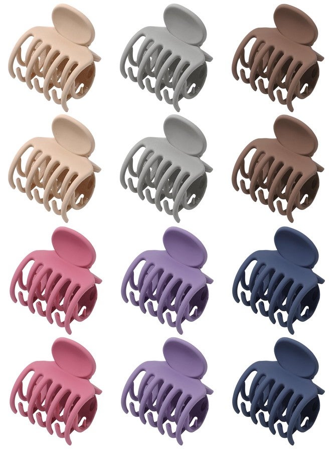 AWAYTR Small Claw Clips for Women 1.6 '' Double Row Teeth Small Hair Clips 12 Pcs Matte Cute Jaw Clips for Hair Claws - Image 1