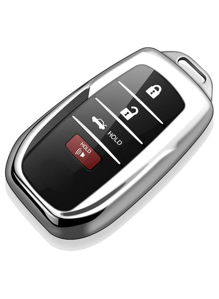 Generic Special Soft TPU Key Case Protector Compatible with Toyota Key Fob - Fits 2019-2022 Land Cruiser, Venza, RAV4 Prime, Hilux, Fortuner, Tundra, Corolla Cross - Silver - Image 1